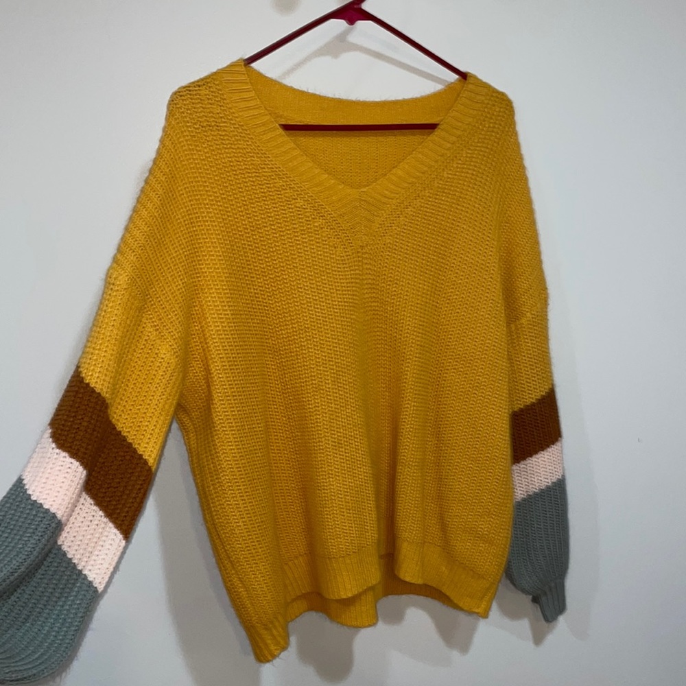 color block bat-wing sweater